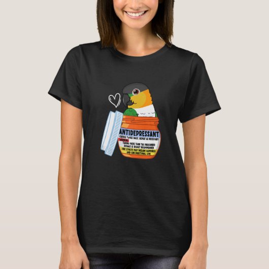 Cute antidepressivant Parrot I Black met Caïque T-shirt (Voorkant)