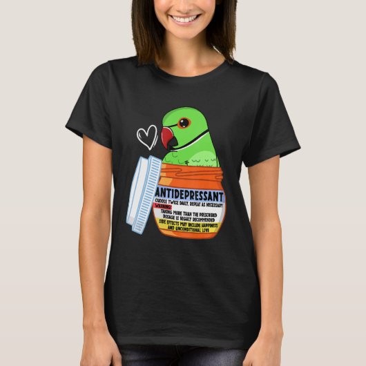 Cute antidepressivant Parrot I Green Indirohals T-shirt (Voorkant)