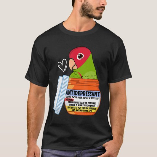 Cute antidepressivant Parrot I Red Maskast Conure T-shirt (Voorkant)