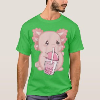 Cute Aolotl Japanse aardbeien Melk Anime Pink Ka T-shirt