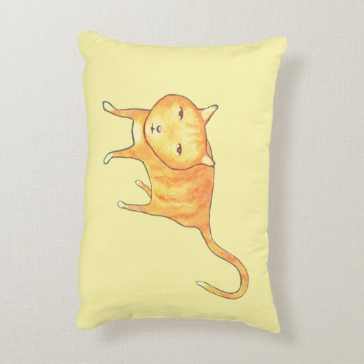 Cute Apathetic Orange Cat Accent Kussen (Achterkant (Verticaal))