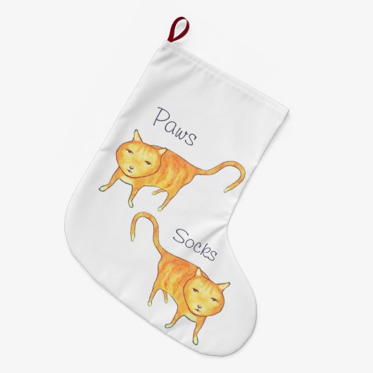 Cute Apathetic Orange Cat Grote Kerstsok (Voorkant (Hangend))