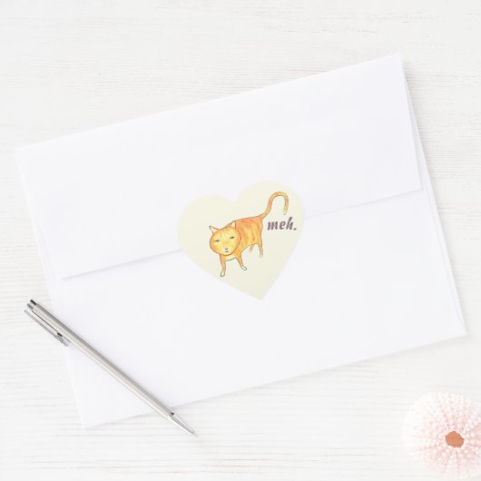 Cute Apathetic Orange Cat Hart Sticker (Envelop)