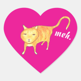 Cute Apathetic Orange Cat Hart Sticker