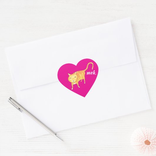 Cute Apathetic Orange Cat Hart Sticker (Envelop)