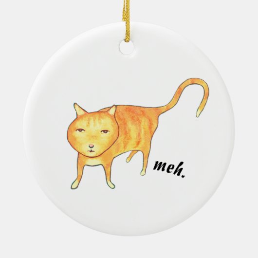 Cute Apathetic Orange Cat Keramisch Ornament (Achterkant)