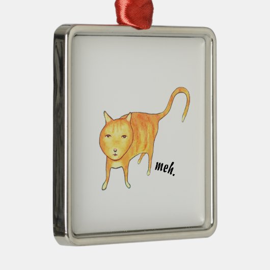 Cute Apathetic Orange Cat Metalen Ornament (Rechts)