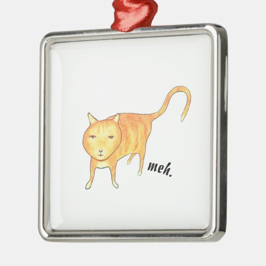 Cute Apathetic Orange Cat Metalen Ornament (Links)