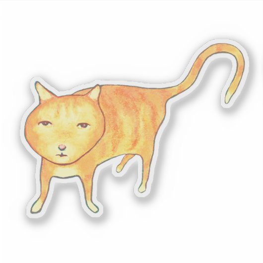 Cute Apathetic Orange Cat Sticker (Voorkant)