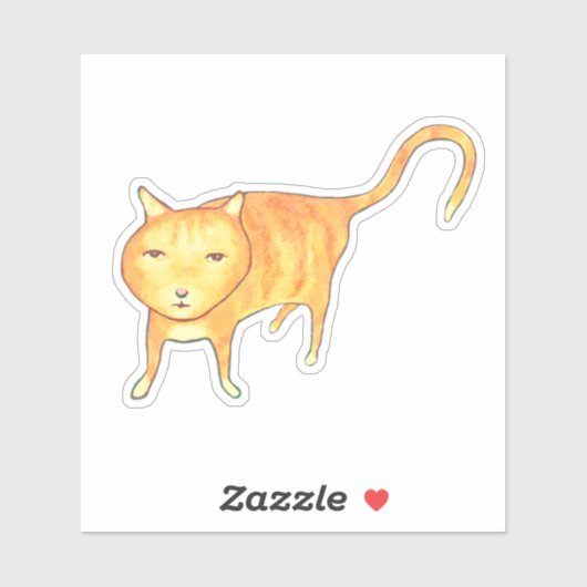 Cute Apathetic Orange Cat Sticker (Vel)
