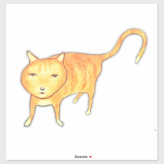 Cute Apathetic Orange Cat Sticker (Vel)