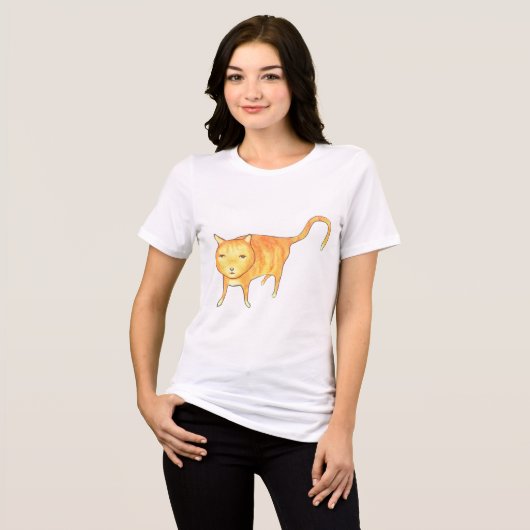 Cute Apathetic Orange Cat Tri-Blend Shirt (Voorkant volledig)