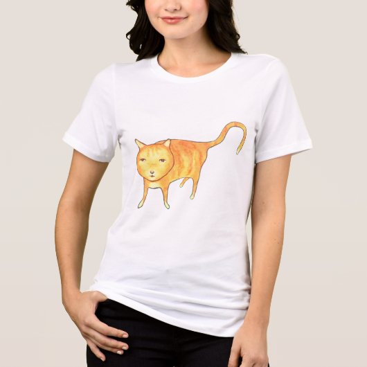 Cute Apathetic Orange Cat Tri-Blend Shirt (Voorkant)