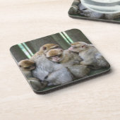 Cute Ape Family Group Hug Photography Bier Onderzetter (Linkerzijde)