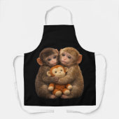 Cute Apenkoppel Knuffel Apen Punch Knuffel Kunst Schort (Voorkant)