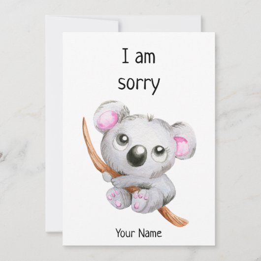 Cute apology/I-sorry/Forgave me coala-naamkaart Kaart (Voorkant)