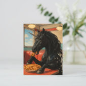 Cute Appaloosa Unicorn Eating Apple Pie Briefkaart (Staand voorkant)
