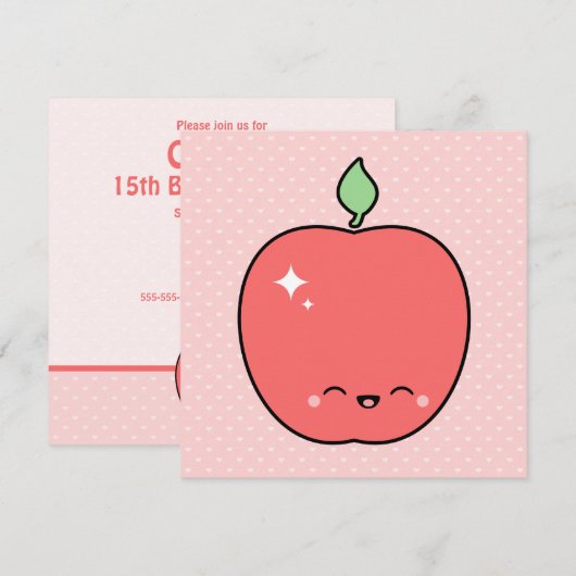 Cute Apple Birthday Kaart (Voorkant / Achterkant)