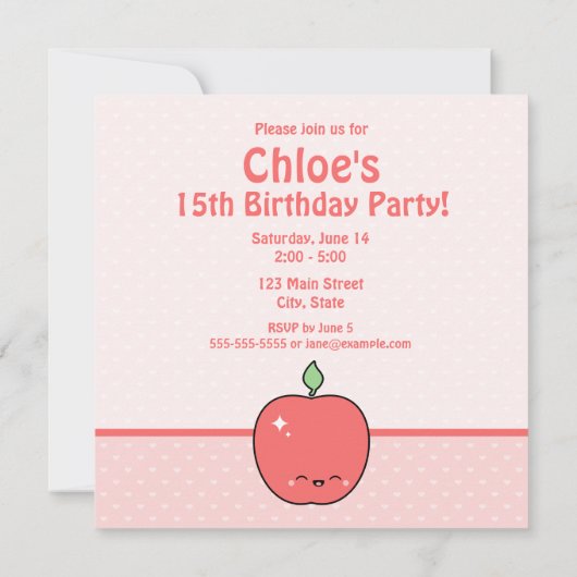 Cute Apple Birthday Kaart (Achterkant)