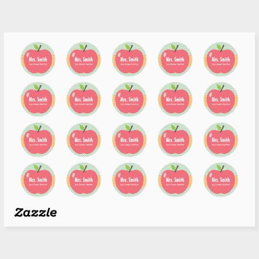 Cute Apple Chevron Stripes Stickers (Vel)