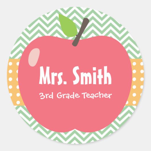 Cute Apple Chevron Stripes Stickers (Voorkant)