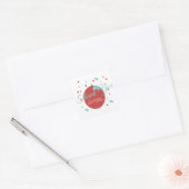 Cute Apple Confetti Birthday Red Blauwgroen Vierkante Sticker (Envelop)