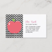Cute Apple en Chalkboard Chevron Stripes leraar Visitekaartje (Voorkant)
