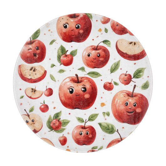 Cute Apple Faces  Snijplank (Voorkant)