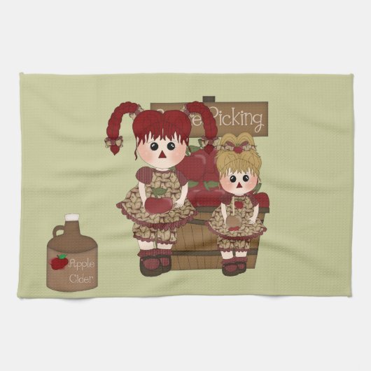 Cute Apple Herfst Keukenhanddoek (Horizontaal)