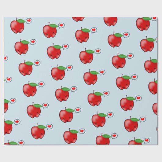 Cute Apple Love Pattern Cadeaupapier (Vlak)