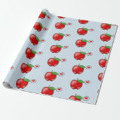 Cute Apple Love Pattern Cadeaupapier (Uitgerold)