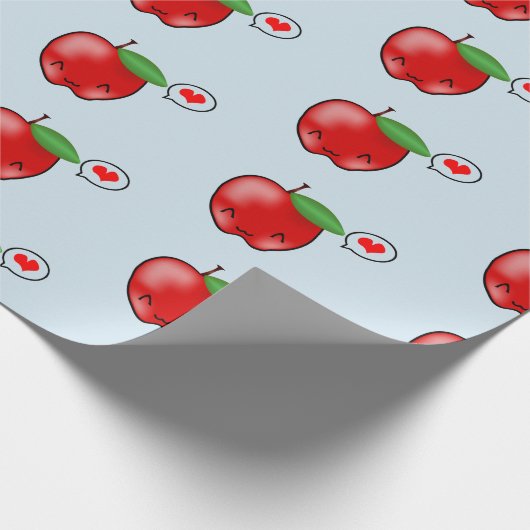 Cute Apple Love Pattern Cadeaupapier (Hoek)