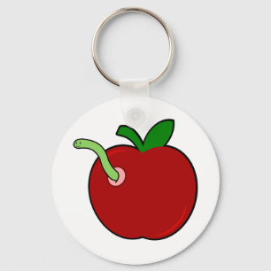Cute Apple met worm Sleutelhanger