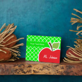 Cute Apple op Electric Green Quatrefoil Fotoplaat (Zijkant)