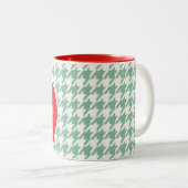 Cute Apple op Zee Green Houndstooth Tweekleurige Koffiemok (Voorkant rechts)