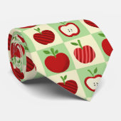 Cute Apple Pattern Green Fall Check Farmhouse Stropdas (Opgerold)