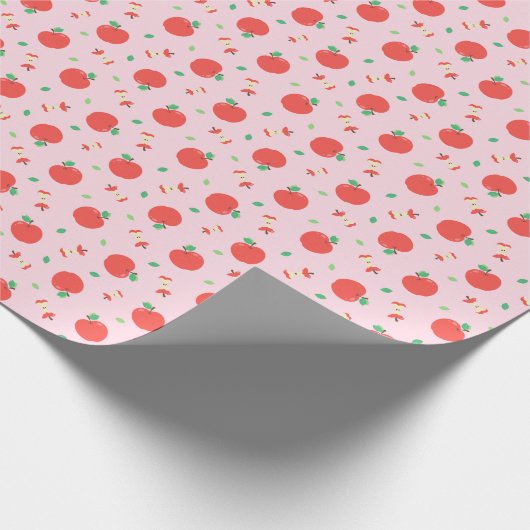 Cute Apple Pattern met Roze Achtergrond Cadeaupapier (Hoek)