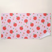 Cute Apple Pattern met Roze Achtergrond Strandlaken (Voorkant)