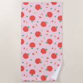 Cute Apple Pattern met Roze Achtergrond Strandlaken (Voorkant)