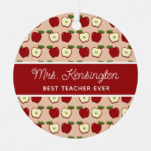 Cute Apple Pattern Teacher Appreciation Foto Metalen Ornament (Voorkant)