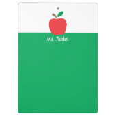 Cute Apple Pattern Teacher Name Red Green Klembord (Achterkant)