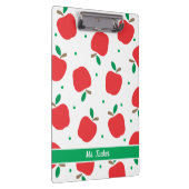 Cute Apple Pattern Teacher Name Red Green Klembord (Rechts)