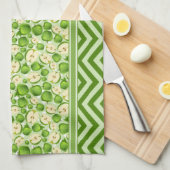 Cute Apple Slice Polka Dot & Chevron Green Theedoek (Quarter Fold)