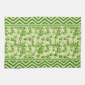 Cute Apple Slice Polka Dot & Chevron Green Theedoek (Horizontaal)