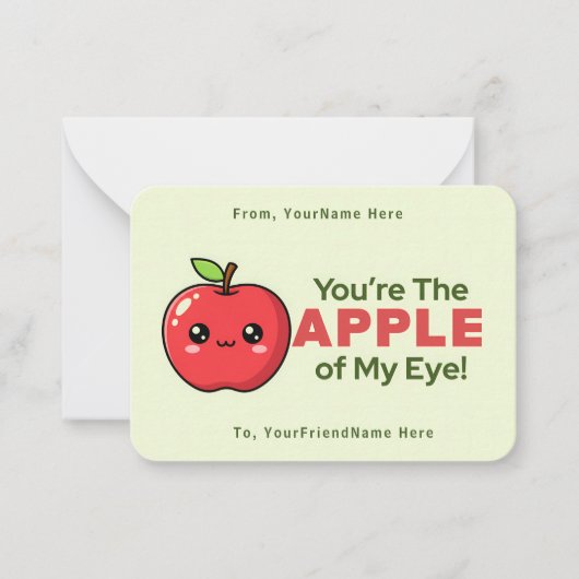 Cute Apple Valentine Classroom Note Card  Notitiekaartje (Voorkant)