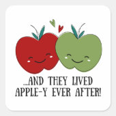 Cute Apple Vierkante Sticker (Voorkant)