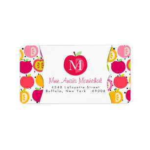 Cute Apples Pattern Teachers Kinder Personalized Etiket