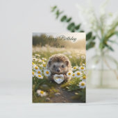 Cute April Hedgehog with Diamond Heart Briefkaart (Staand voorkant)