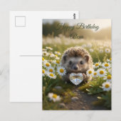 Cute April Hedgehog with Diamond Heart Briefkaart (Voorkant / Achterkant)