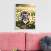 Cute April Hedgehog with Diamond Heart Canvas Afdruk (Insitu (Woonkamer))